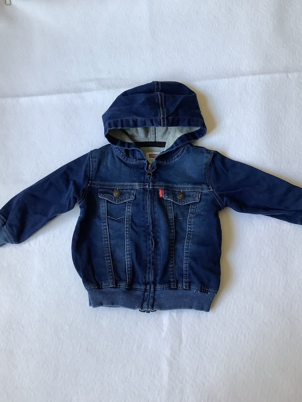 Levi's Baby Knit Denim Hooded Jacket Blue 18M Excellent Condition